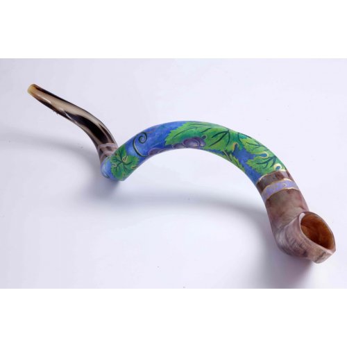 Grape Design Hand Painted Yemenite Shofar