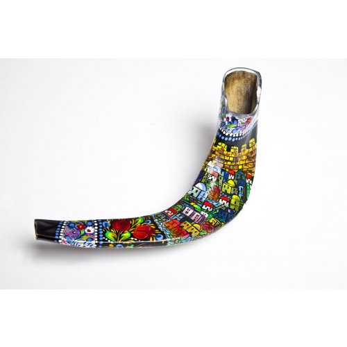 Hand Painted Jerusalem Ram's Horn Shofar