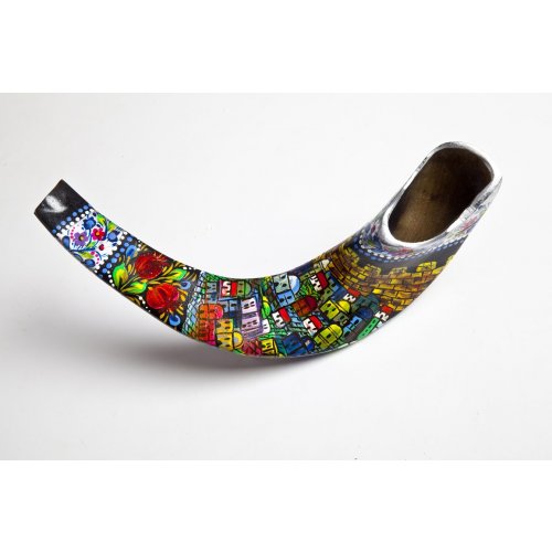 Hand Painted Jerusalem Ram's Horn Shofar