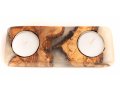 Handcrafted Shabbat Candle Holders from Israeli from Olive Wood and Epoxy - Eial Ovin