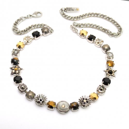 Handmade Black, Silver and Gold Star Necklace, From the Silver Collection - Amaro