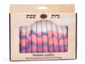 Handmade Decorative Galilee Shabbat Candles - Gray, White and Pink with Streaks