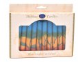 Handmade Decorative Galilee Shabbat Candles - Yellow, Orange and Blue with Streaks