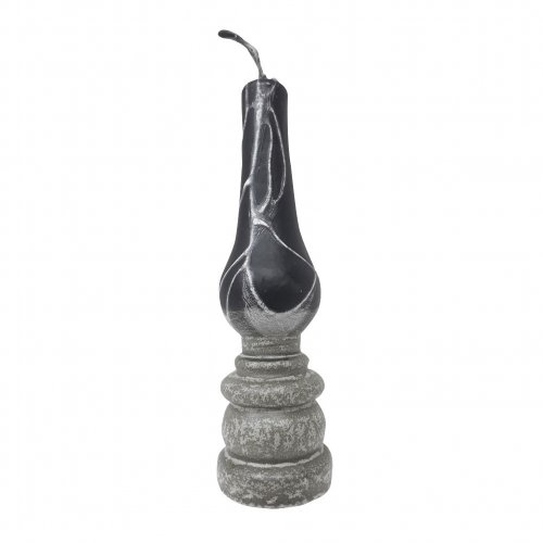 Handmade Lamp Havdalah Candle, Gray and Black - Galilee Style