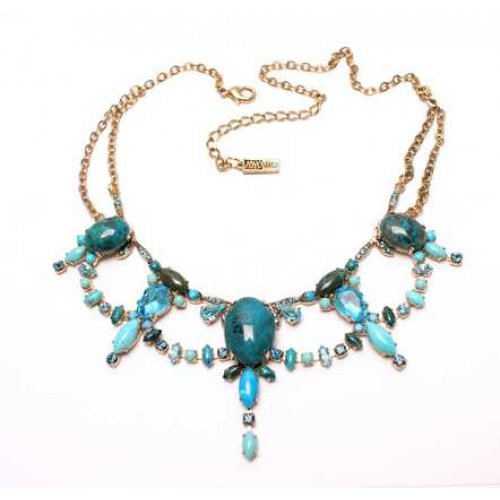 Handmade Necklace with Turquoise Stones, From the Ocean Collection - Amaro