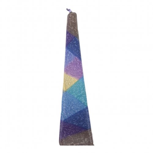 Handmade Pyramid Havdalah Candle, Colorful Diamond Shapes - Galilee Style