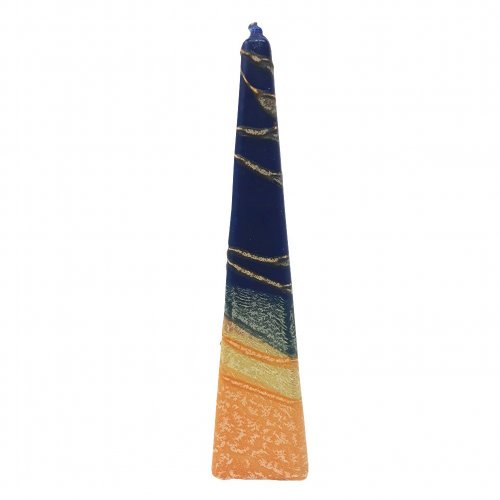 Handmade Pyramid Havdalah Candle, Orange, Yellow and Blue - Galilee Style