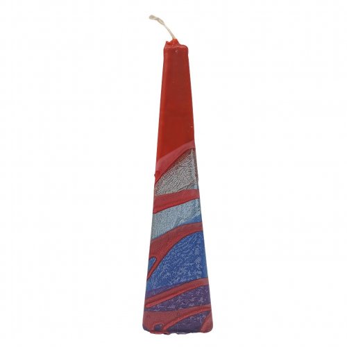 Handmade Pyramid Havdalah Candle, Red, white blue and purple - Galilee Style