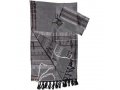 Handwoven Grey Silk Tallit Prayer Shawl Set with Silver Stripes - Gabrieli