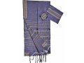 Handwoven Silk Violet Prayer Shawl Tallit Set with Gold Stripes - Gabrieli