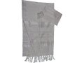 Handwoven White Silk Tallit Set with Silver Stripes - Gabrieli