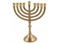 Hanukkah Menorah, Gold Branches with Engravings, for Candles - 10 Inches