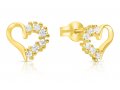 Heart Shaped Sterling Silver Stud Earrings, Zircons - Option: Silver or Gold Plate