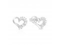 Heart Shaped Sterling Silver Stud Earrings, Zircons - Option: Silver or Gold Plate