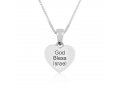 Heart-Shaped Sterling Silver Pendant Necklace  Israeli Flag with a Blessing on Reverse