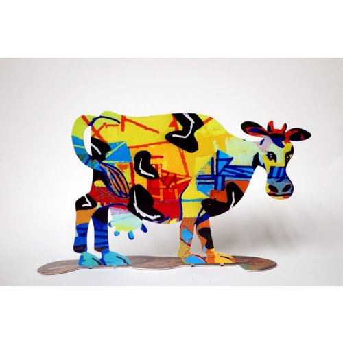 Hulda Cow Free Standing Double Sided Steel Sculpture - David Gerstein