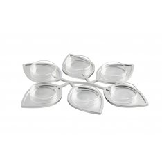 Israel Museum Anodized Aluminum Passover Seder Plate with Leaf Design and Glass Dishes