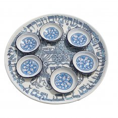 Israel Museum Blue Replica of Pisom and Ramses Depiction Passover Seder Plate