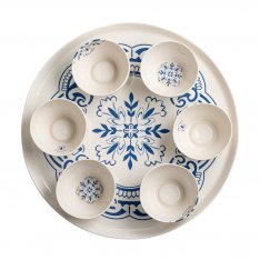 Israel Museum Blue and White Flower Passover Seder Plate