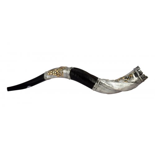 Jerusalem Crown Cut Silver Yemenite Shofar