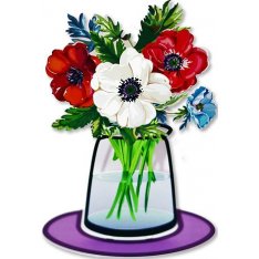 Large Colorful Bouquet of Anemones as a Free-Standing Sculpture - Dorit Judaica
