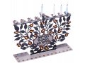 Laser Cut Hanukkah Menorah with Decorative Pomegranates, for Candles - Dorit Judaica