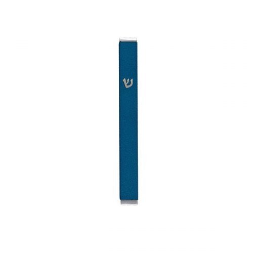 Matte Metal Mezuzah Case with Shin Letter, Blue - Yair Emanuel