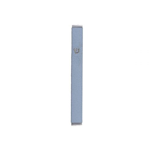 Matte Metal Mezuzah Case with Shin Letter, Light Blue - Yair Emanuel