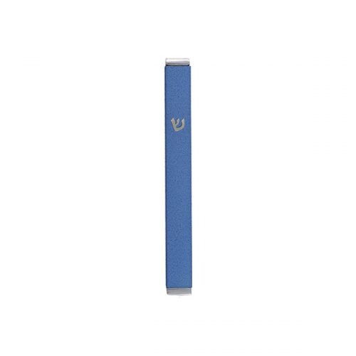 Matte Metal Mezuzah Case with Shin Letter, Turquoise - Yair Emanuel