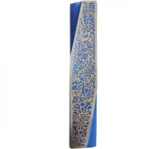 Mezuzah Case, Geometric Design with Pomegranates in Choice of Colors - Yair Emanuel