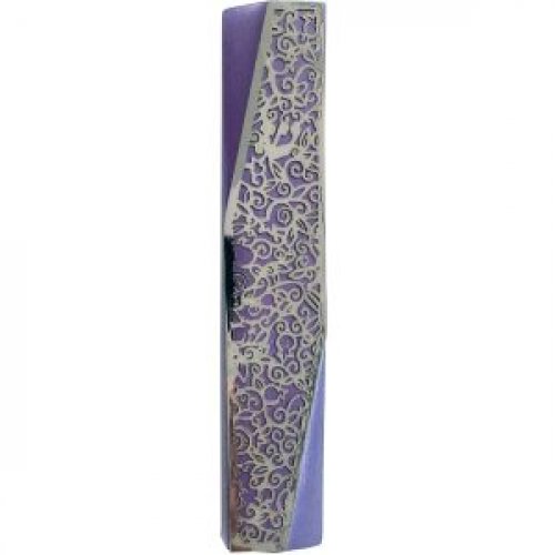 Mezuzah Case, Geometric Design with Pomegranates in Choice of Colors - Yair Emanuel