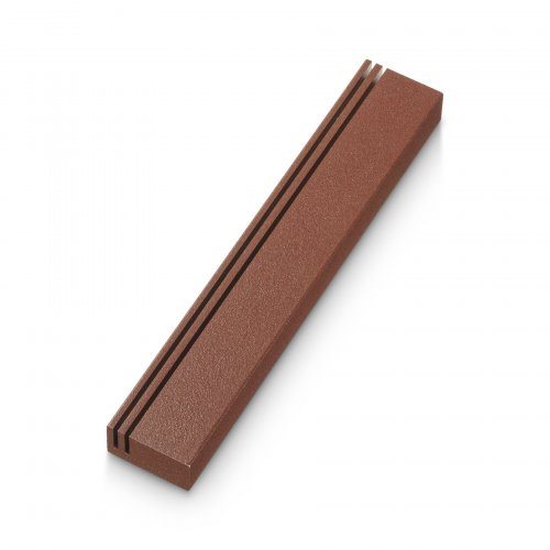 Mezuzah Case with Vertical Side Tracks Resembling Shin, Rust Color - Adi Sidler