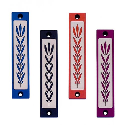 Mezuzah Case with Wheat Image in Dark Colors at 4 Inches - Agayof