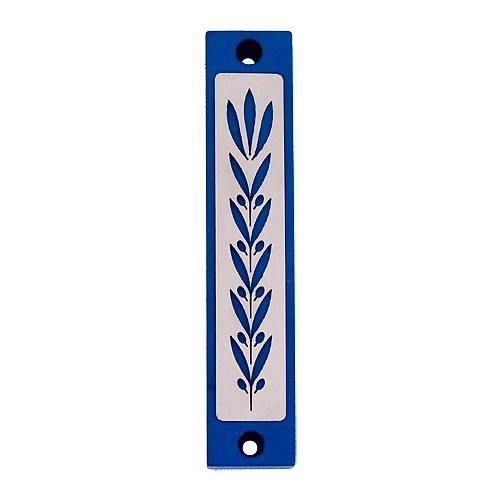 Mezuzah Case with Wheat Image in Dark Colors at 4 Inches - Agayof