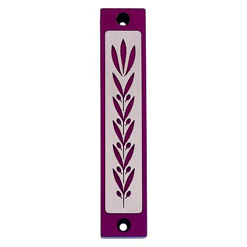 Mezuzah Case with Wheat Image in Dark Colors at 4 Inches - Agayof