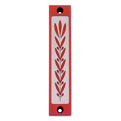 Mezuzah Case with Wheat Image in Dark Colors at 4 Inches - Agayof