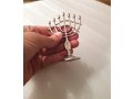 Mini Decorative 7 Branch Menorah with Fish Symbol, Silver - 4