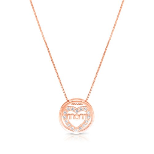 Mom Pendant on .925 Sterling Silver Necklace - Option: Silver or Rose Gold Plate