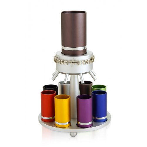 Multicolored Anodized Aluminum Wine Fountain Silver Line by Dabbah Judaica