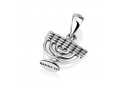 Necklace of Sterling Silver with 7-Branch Temple Menorah Image as Pendant