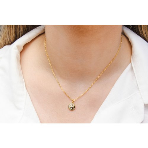 Necklace with Ying Yang Zircon Pendant  In Sterling Silver, Yellow Gold or Rose Gold