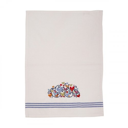 Netilat Yadayim Towel, Embroidered Colorful Hearts Motif - Yair Emanuel