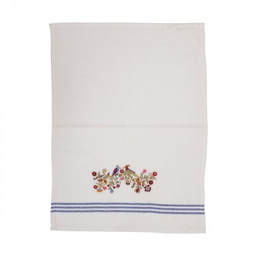 Netilat Yadayim Towel, Embroidered Flowers and Birds  Yair Emanuel