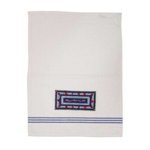 Netilat Yadayim Towel, Embroidered Pomegranates on Blue  Yair Emanuel