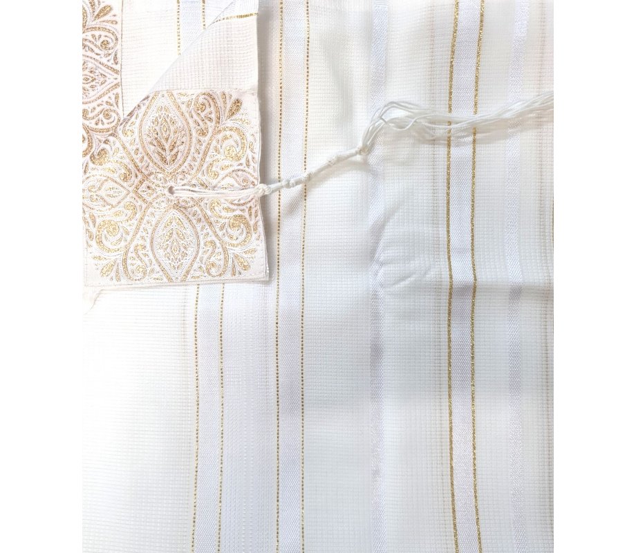 Acrylic Non-Slip Prayer Shawl, Checkerboard Textured Weave - Blue and  Silver Stripes
