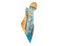 Olive Wood and Epoxy Mezuzah Case in Outline of Israel, Ocean Blue - Eial Ovin