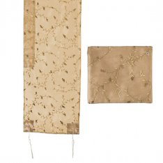 Organza Tallit Set, Flower and Vine Design, Gold - Yair Emanuel