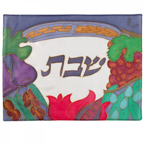 Painted Silk Challah Cover, Seven Species - Yair Emanuel