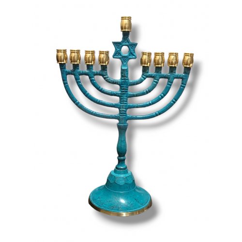 Patina Chanukah Menorah in Classic Design with Decorative Star of David ...