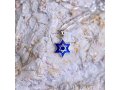 Pendant Necklace - Star of David on Blue Enamel with Jerusalem Images - Sterling Silver